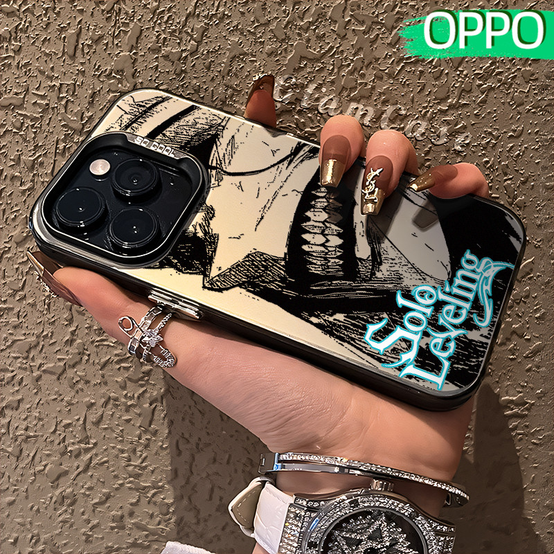 Anime Solo-Leveling Glossy Hologram PC Case OPPO A18 A57 A16 A15 A17 A60 A3x A3s A5s A54 A53 A12 A31