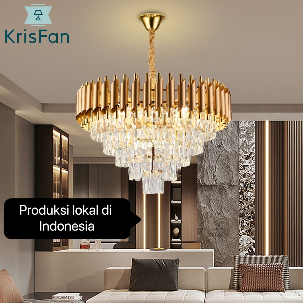 Lampu kristal penerangan mewah ruang tamu ruang makan kamar tidur pencahayaan interior LED tiga warn