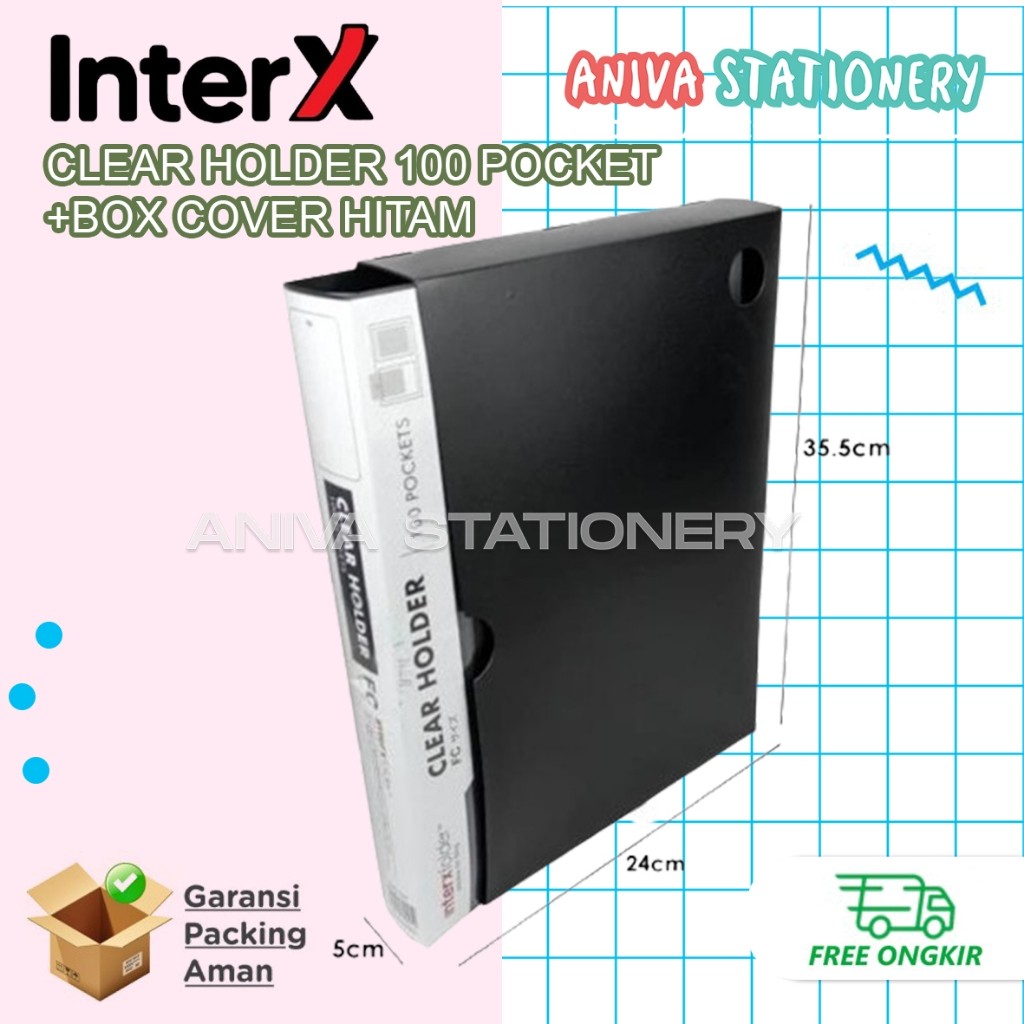 

InterX Document Keeper F4 100 Pocket Clear Holder Map File Dokumen Surat + BoxCO