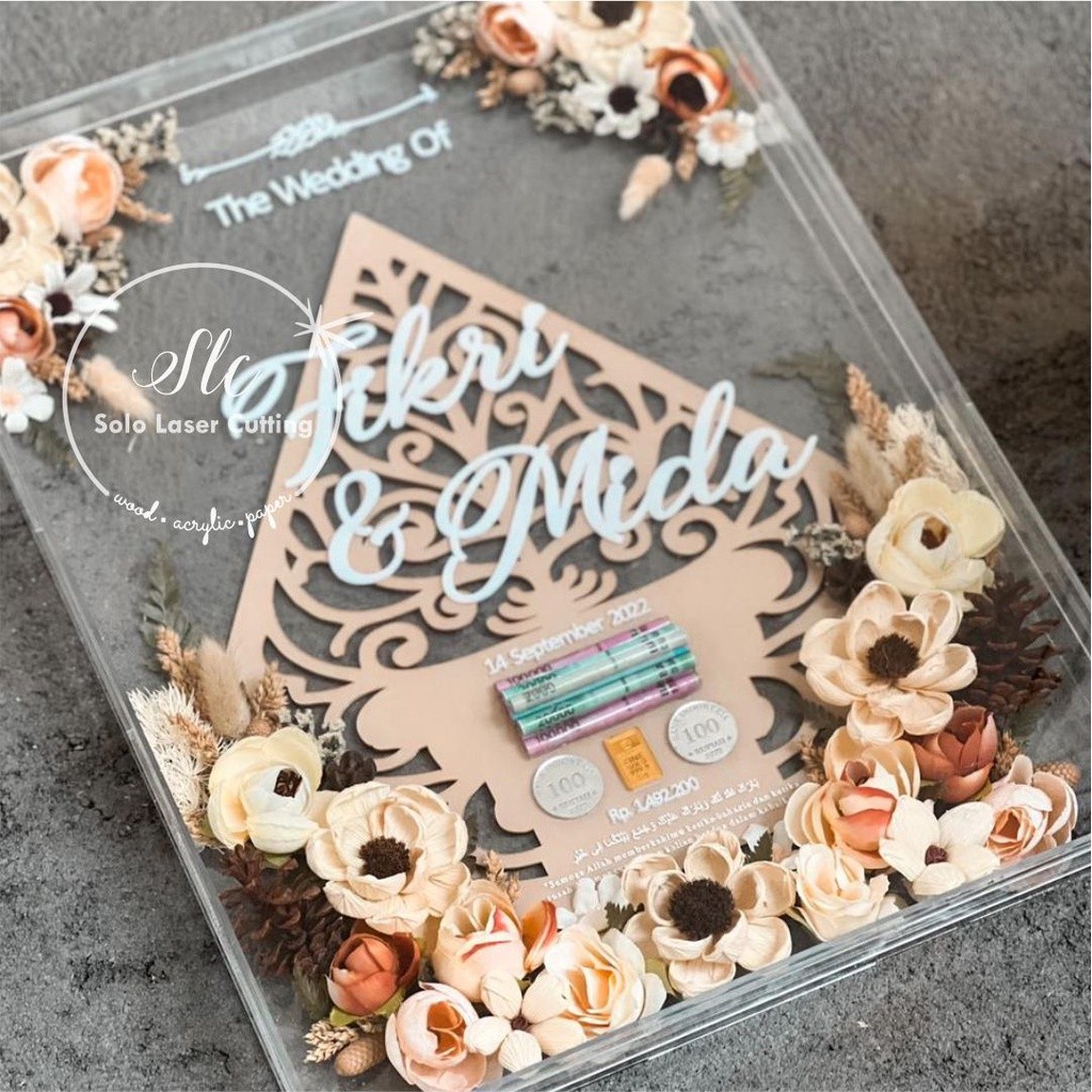 BOTANIQUE GUNUNGAN SERIES 30X40Mahar Pernikahan  GIFT ANNIVERSARY BIRTHDAY PIGURA ACRYLIC Mahar Rust