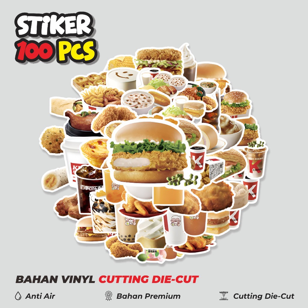 

Terbaru! 50 pcs Stiker Makanan & Minuman KFC Lezat Dekorasi Lucu Kreatif untuk Notebook, Skateboard, HP