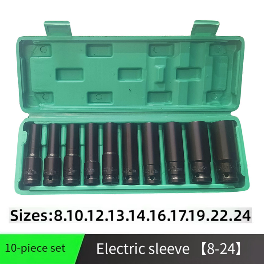 TEKIRO Mata Impact Wrench Socket 10 pcs 1/2 Inch Mata Sok Panjang 8mm - 24mm