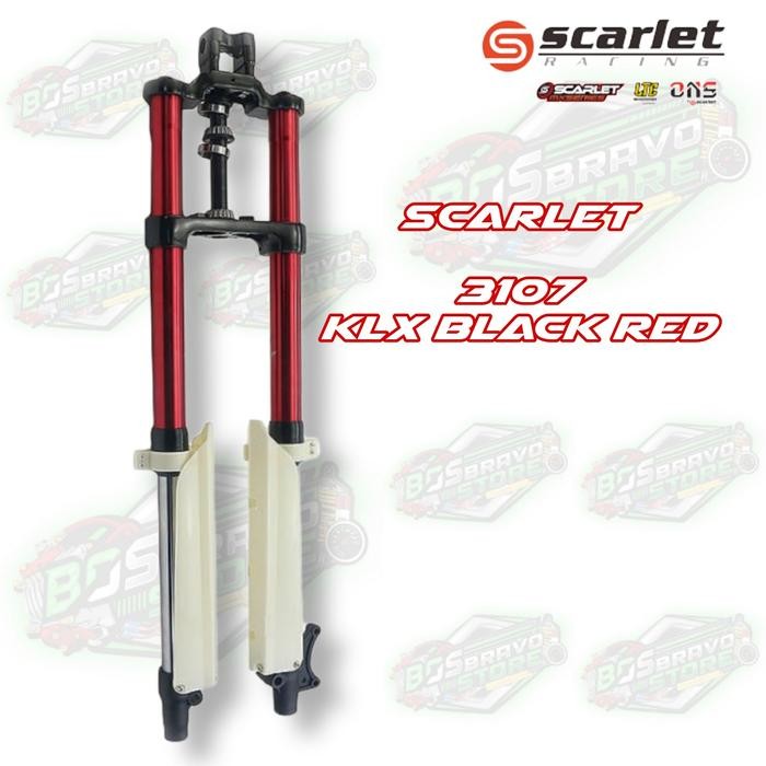 Shock USD up side down SCARLET RACING CNC Plus Bearing KLX 3107 - RED BLACK, KLX 150