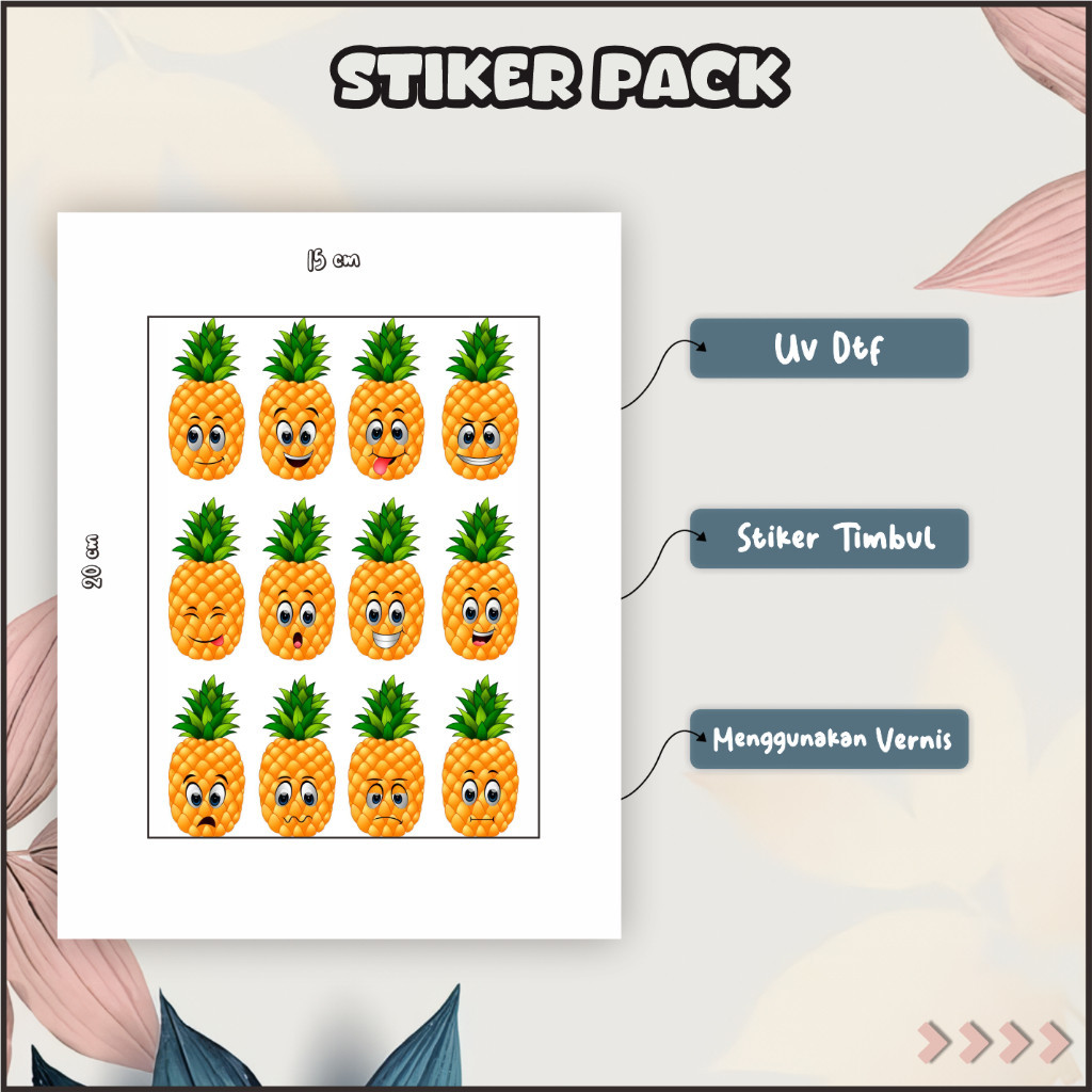 

Stiker Sticker Setiker Setikker Pack UV DTF Motif Buah dan Sayur Merah Hijau Orange P21