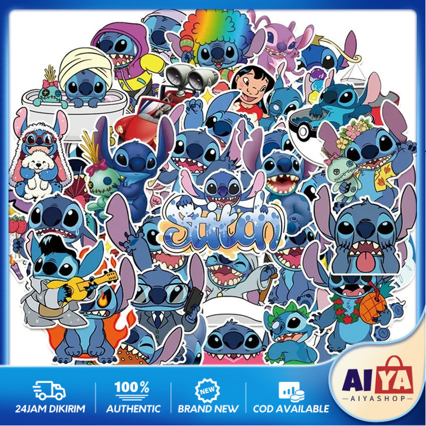 

50Pcs Sticker Kartun Stitch Stiker Lucu Imut Aesthetic Waterproof Bahan Glosy Photo Paper Untuk Hp Laptop Tumbler Sepeda Note Book Helm Dll