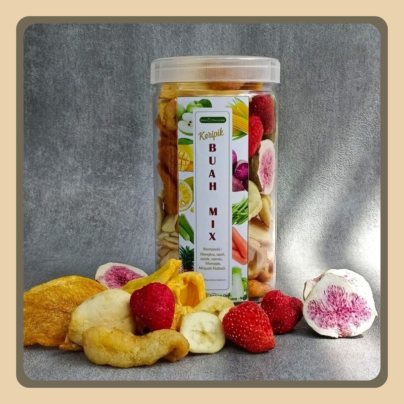 

Mix Fruits Chips In Jar Premium - Dengan Buah Tin & Strawberry - Buah mix Buah Tin dan Strawberry Kemasan Toples