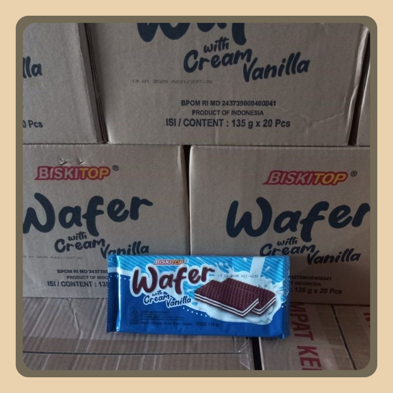 

Biskitop Wafer Cream Vanila 135 Gram 1 Dus Isi 20 Pcs