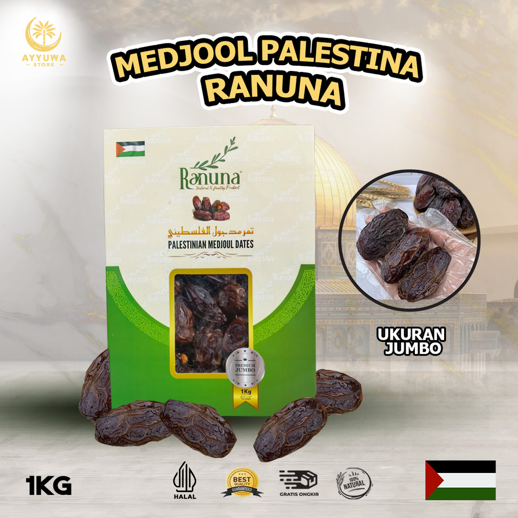 

KURMA MEDJOOL JUMBO RANUNA / MEDJOUL RANUNA PALESTINA ORIGINAL / MEDJOOL DATES
