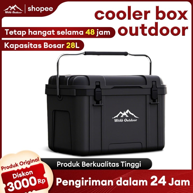 WTHB Outdoor Cooler Box 28L pendingin box es batu tahan lama Box Es Container Pendingin Kotak Beku T