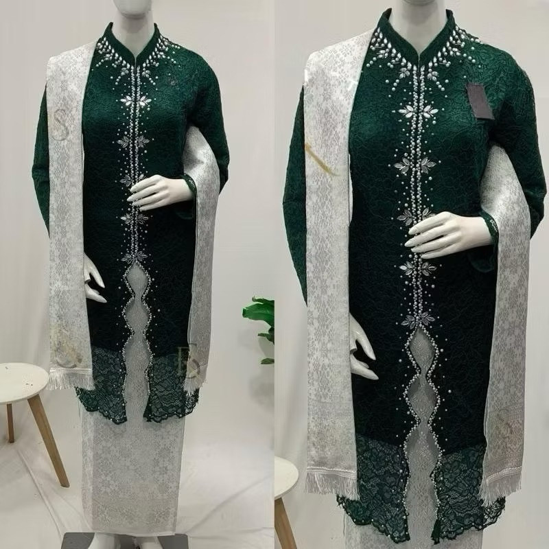 emerald kebaya  free hijab set kebaya brukat payet Lalisa//kebaya modern//kebaya ibu besan//kebaya k