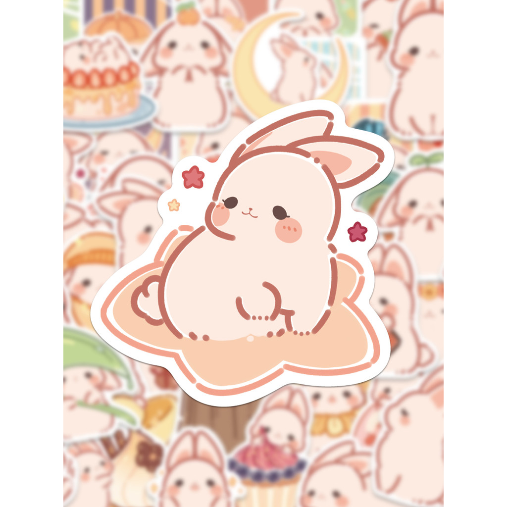 

50pcs scrapbook stickers Kawaii Cartoon Rabbit Decorative Tag Girl DIY Art scrapbook Diary calendar album PVC waterproof sticker