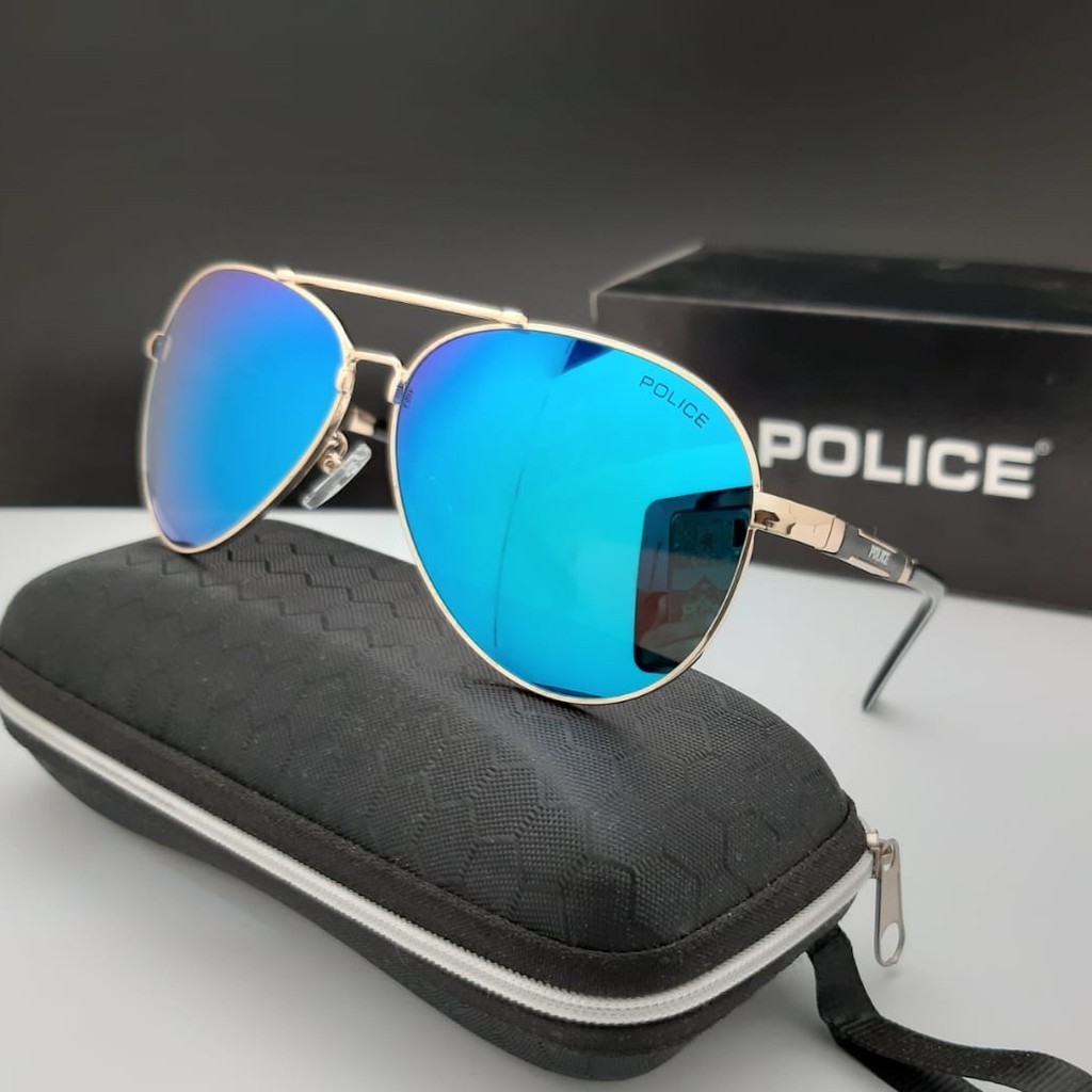 Termurahhhhh .... New Sunglasses KACAMATA POLICE 1382 AVIATOR LENSA KACA POLAROID FRAME METAL TITANI