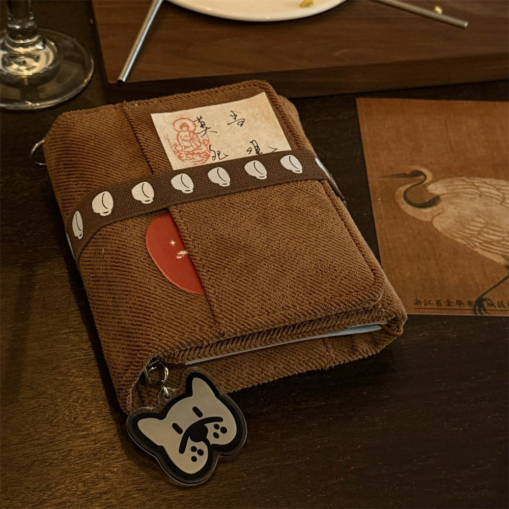 

Retro coffee canvas small notebook M5 card album three-fold loose leaf schedule plan binder portable notepad