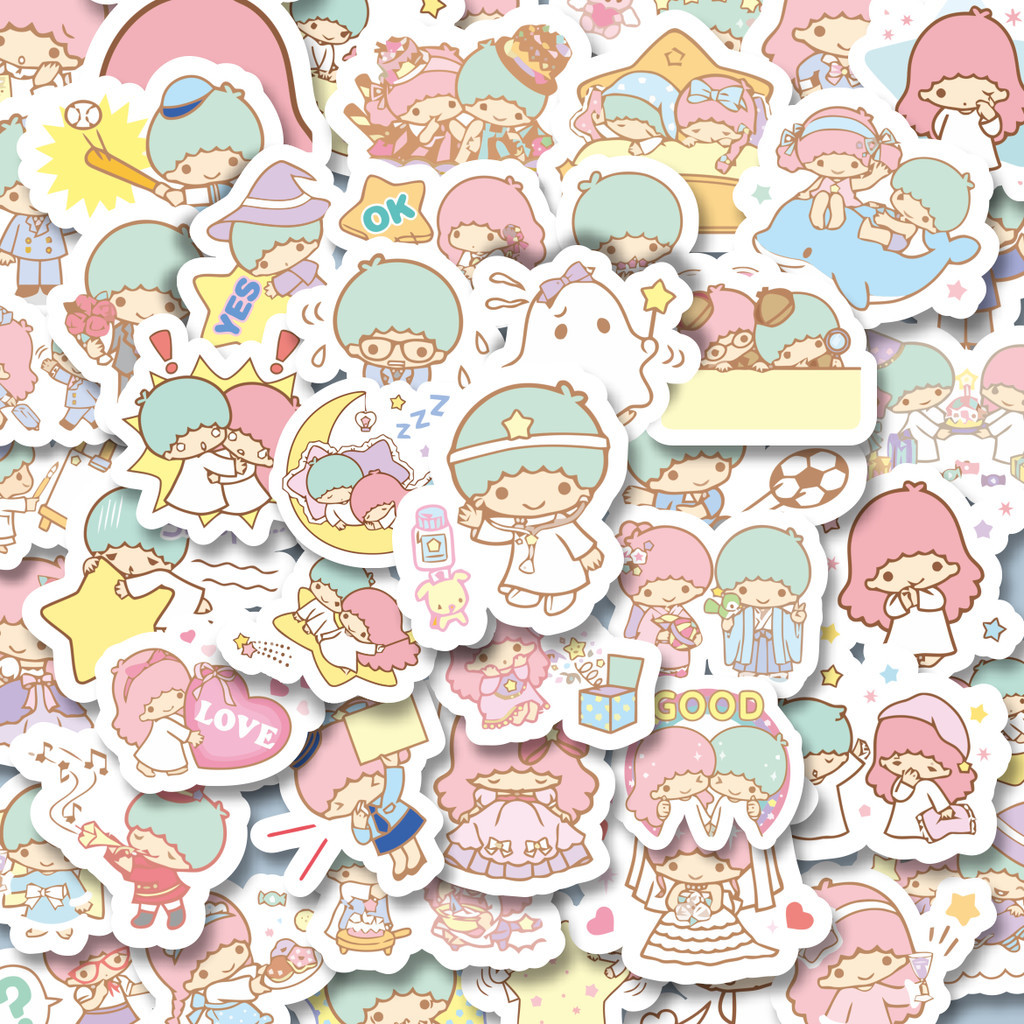 

100PCS Lucu Stiker Kartun Twin star Versi 1 Stiker Aesthetic Stiker Anti Air Stikers Berperekat Waterproof sticker decal buat Motor Helm Buku Journal Koper Casing HP Laptop Botol Minum Hadiah anak