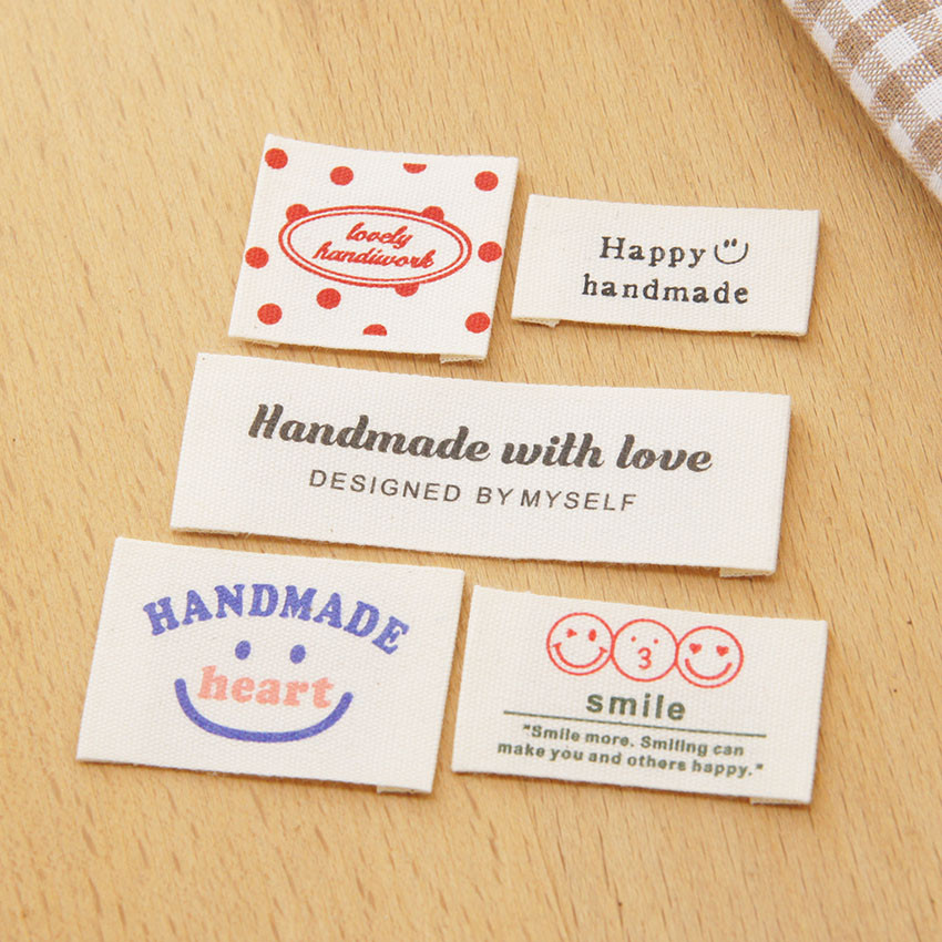 

Colorful Polka Dot Smiley Face Handmade Cotton Labels - Red Fabric Tags for Decoration & Crafting - Wholesale Sewing Accessories