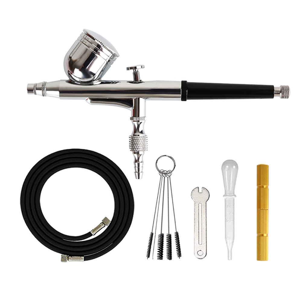 

Dual Action Airbrush Spray Gun Button Type Compressor Compatible Air Brush Set EasyClean For Food Coloring MakeUp Model Painting