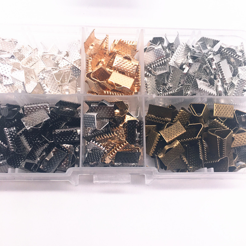 

6/8/10/13mm Metal Crimp End Fold Over Clasps Cord End Clips DIY Jewelry Making