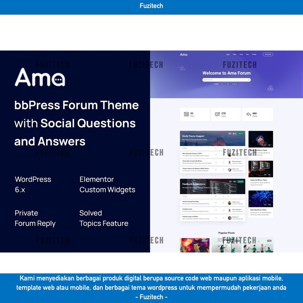 TEMA WORDPRESS AMA - BBPRESS FORUM   D5609 TEMPLATE WEB BY FUZITECH ORIGINAL