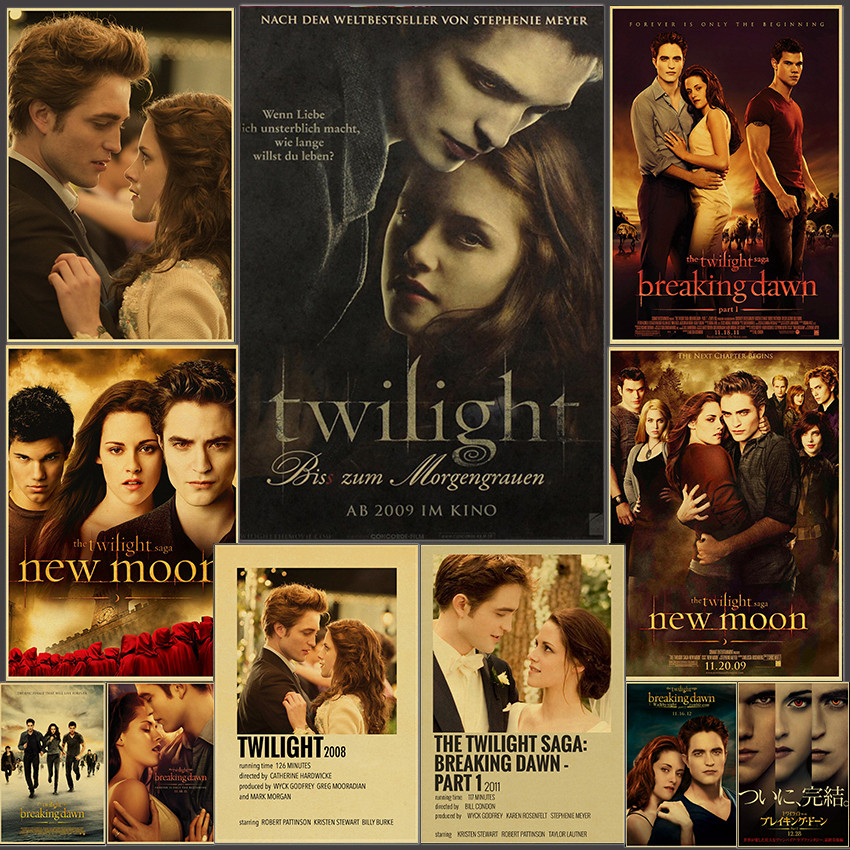 

Twilight Movie Posters Retro Kraft Paper Print Poster Vintage Room Home Decor Aesthetic Breaking Dawn/New Moon Art Wall Painting