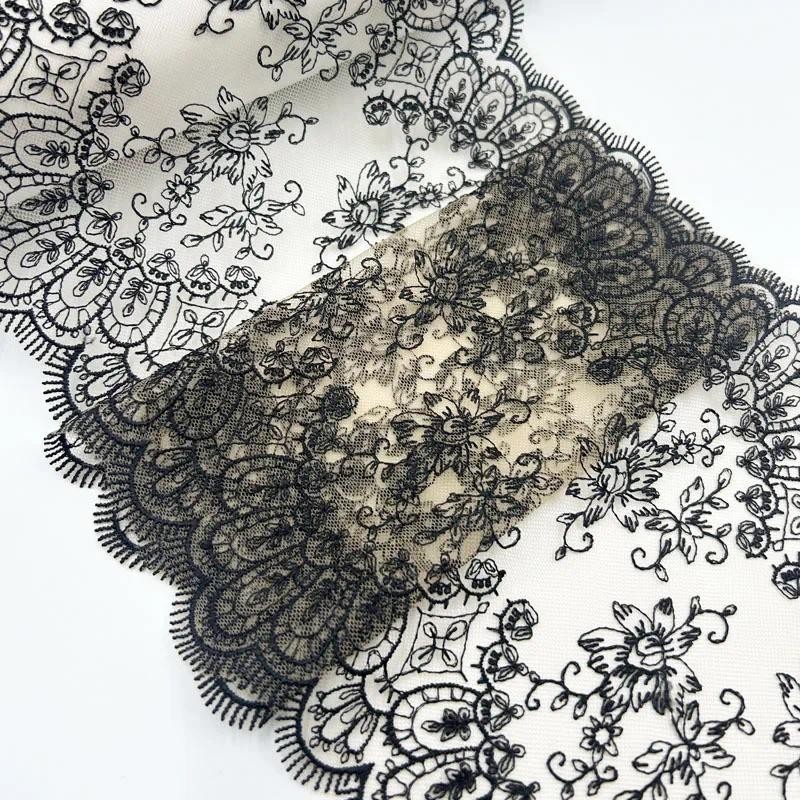 1 Yards Black Flower Brown Embroidery Lace Bra Grey DIY Craft Sewing Supplies Skirt Hem Decoration A