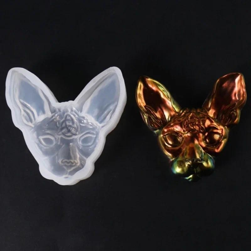 

Hairless Cat DIY Crystal Drop Rubber Mold Solemn Handsome Egyptian God Cat Cat Head Ornament High Mirror Silicone Mold