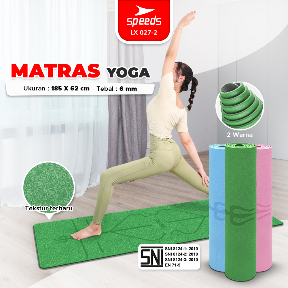 SPEEDS Matras Yoga TPE Bahan Lembut Premium Tebal 6mm Alas Olahraga Yoga Mat Alas Yoga Karpet Gym Gu