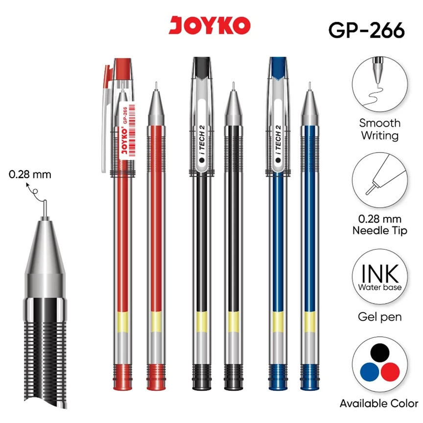 

JOYKO Gel Pen Pulpen Pena GP-266 iTech 2 0.28 mm [Per Lusin]
