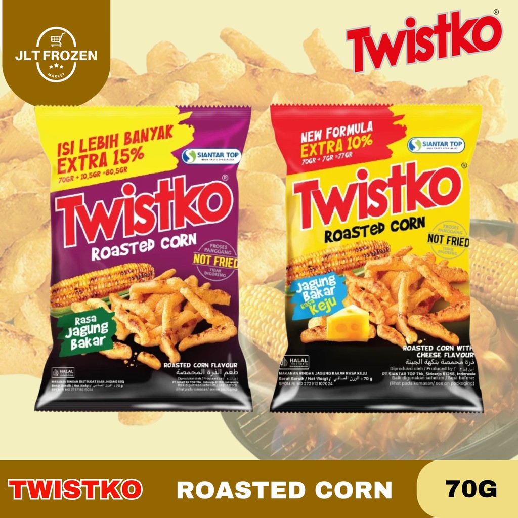 

Twistko Roasted Corn 70g / Rasa Jagung Bakar / Rasa Keju Bakar / Snack Jagung / Cemilan