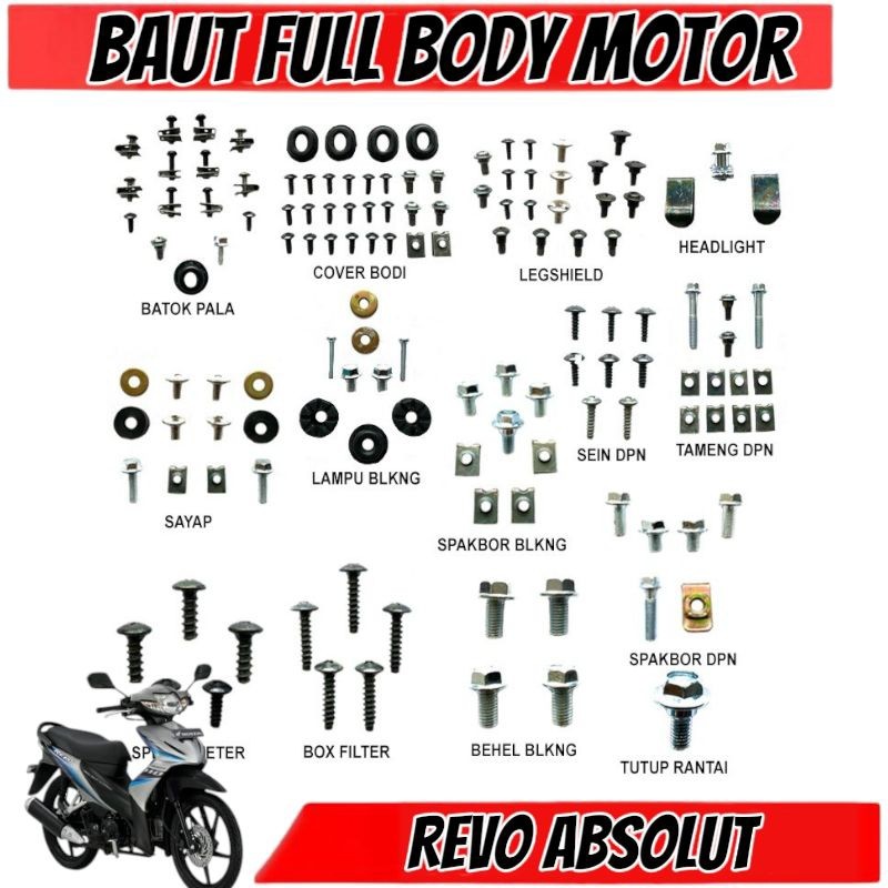 COD Baut Honda Revo Absolute 110 Full Set / Baud Revo Absolute 110 Full Body Fullset / Baut Baud Hon