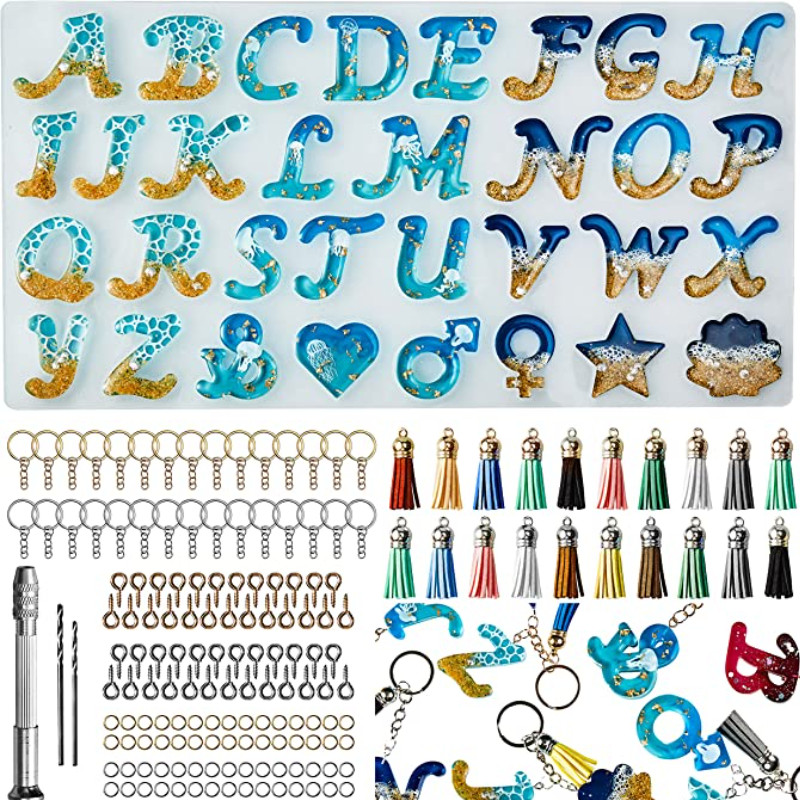 

Alphabet Resin Molds Kit Silicone Molds for Resin Casting DIY Letter & Ornament Epoxy Molds Resin Keychain Making Set