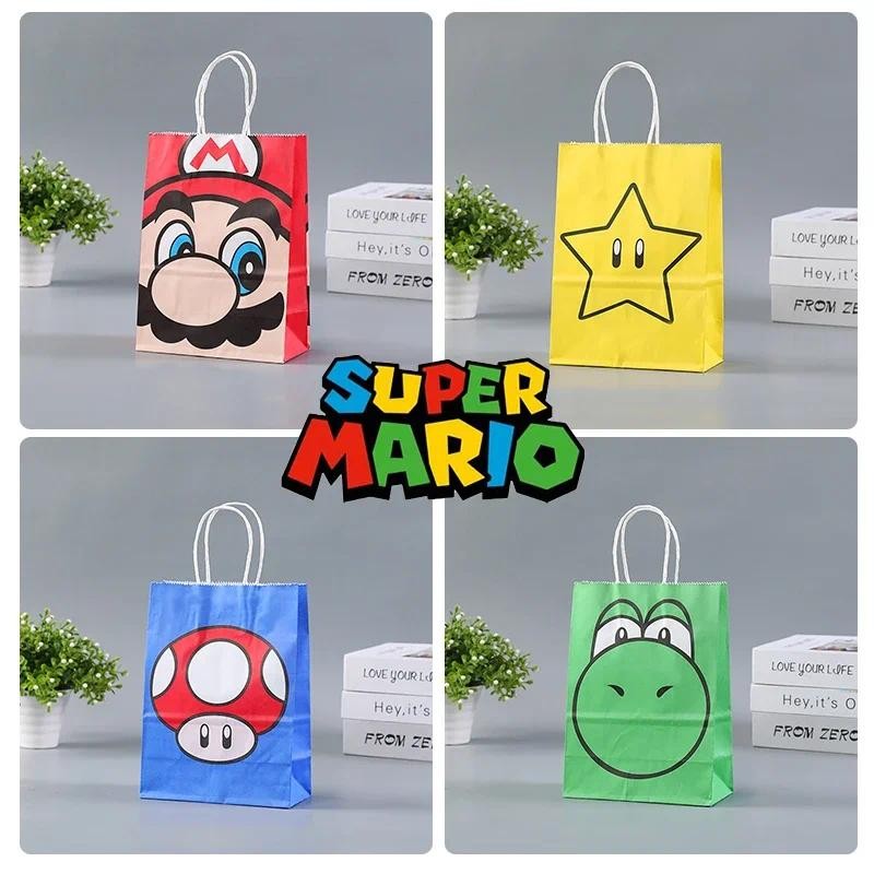 

12pcs Super Mario Yoshi Kraftpapier Gift Children Verpakking Gift Bag Candy Gift Papieren Zak Verjaardagsfeestje Kerst snack Bag