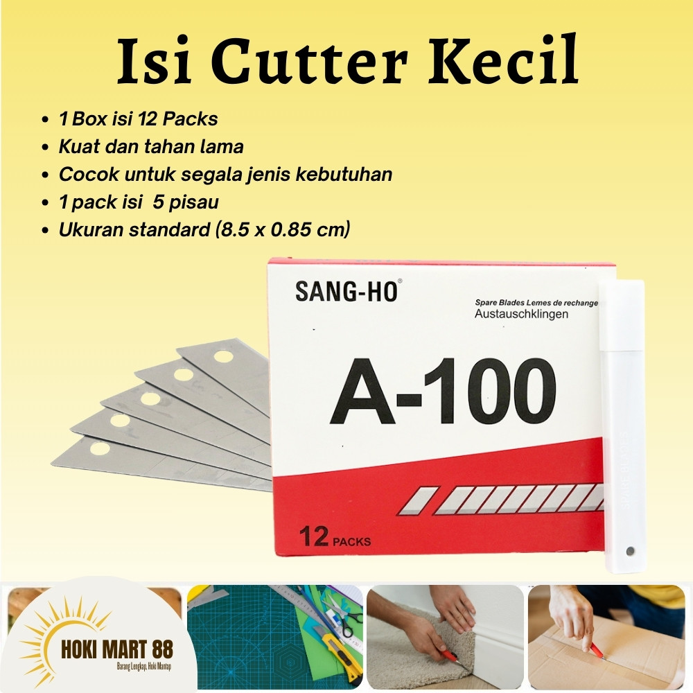 

ISI PISAU CUTTER CUTER KECIL SANGHO A 100 A100 A-100 REFILL KATER SEKOTAK (12 TUBE)