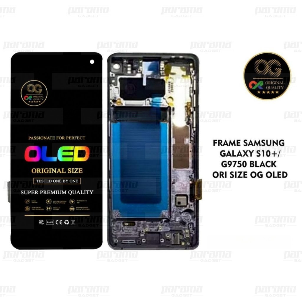 LCD SAMSUNG GALAXY S10 PLUS G950 TOUCHSCREEN OLED FINGERPRINT + FRAME BLACK ORI OG SUPER