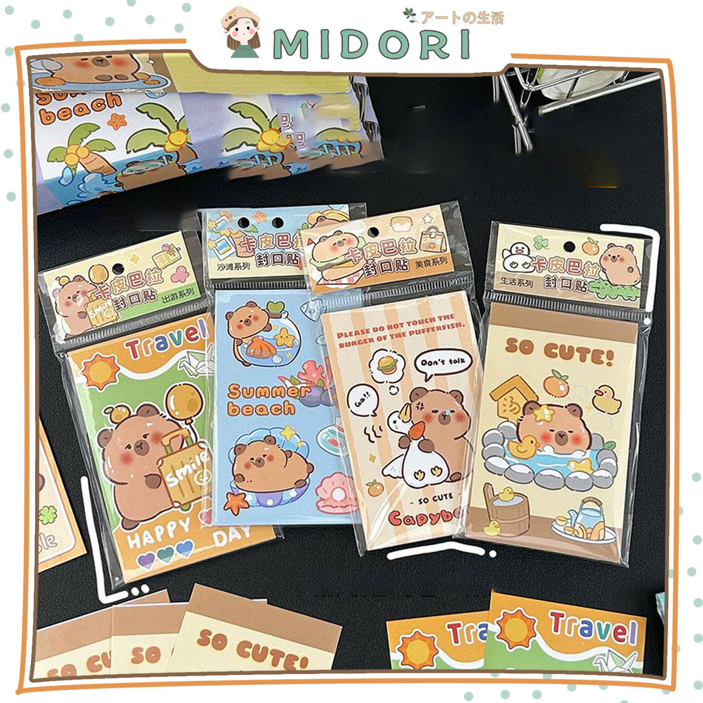 

[MIDORI] 20Lembar STICKER CAPYBARA MINI Sealing Tape Art Paper Stiker DIY Diary Jurnal BUJO Planner Deco Stiker Hias - B0536