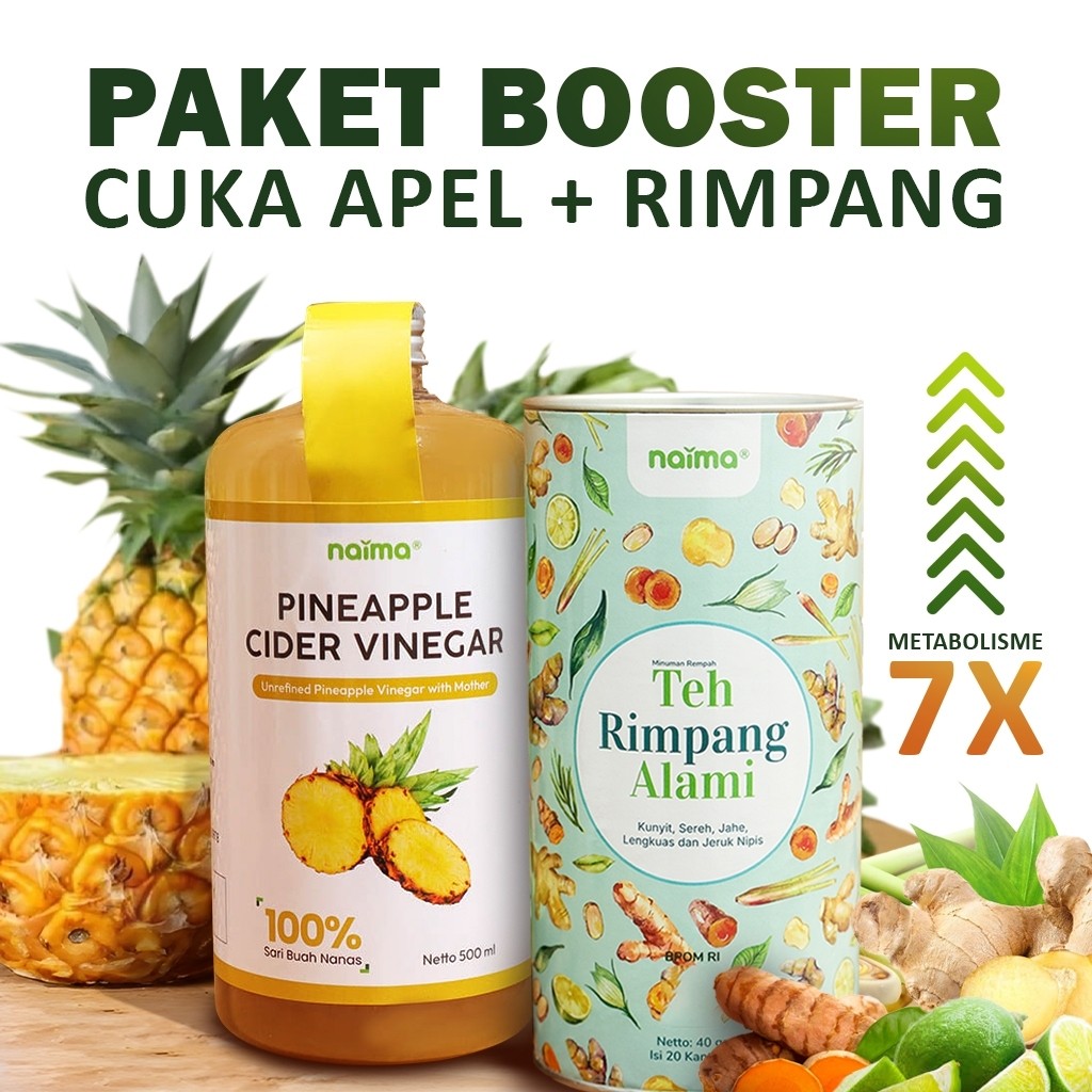 

Naima Bundling Cuka Nanas Original & Teh Rimpang | Sari Buah Nanas & Ramuan Herbal Rempah untuk Pencernaan dan Kewanitaan 100% Alami BPOM