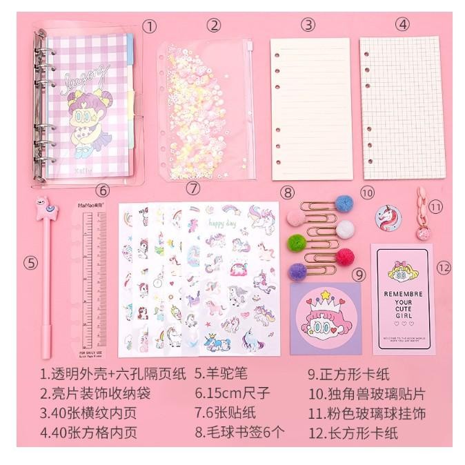 

READY 1 Set Notebook Kulit Binder Anak Diary Buku Catatan Journal Pink A6 - Girl