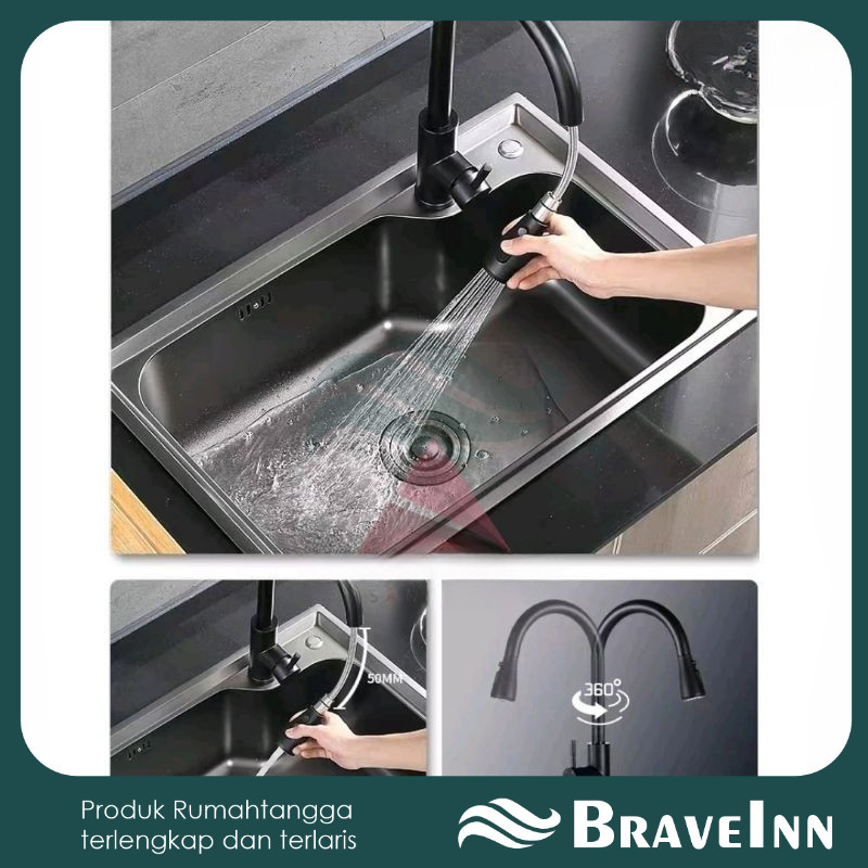 Kran Sink Tarik Keran Cuci Piring Fleksibel Stainless Faucet Sprayer kran Cuci Piring Kitchen Sink P