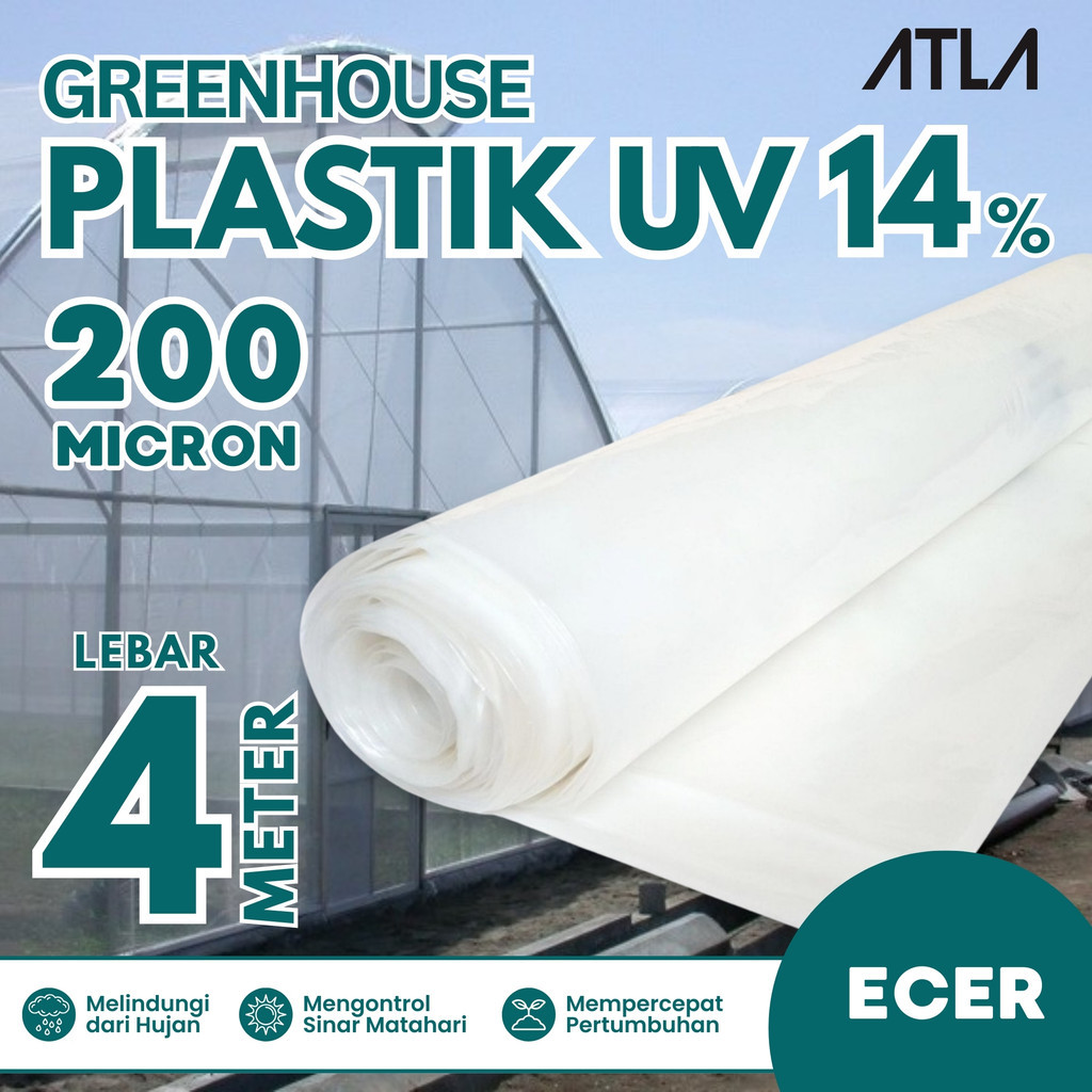 Plastik UV 4 Meter Transparan Green House Film Tutup Atap Kolam Greenhouse Bening 4M