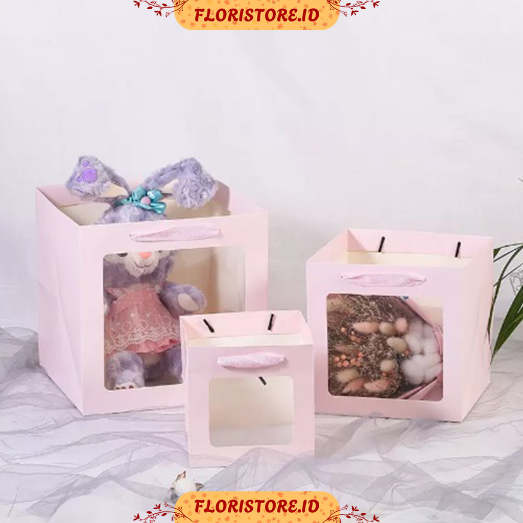 

TRANSPARENT WINDOW PAPER BAG / KERANJANG BUKET BUNGA / AKSESORIS BUKET / FLORIST BAG SUPPLY / FLOWER BASKET / PAPER BAG
