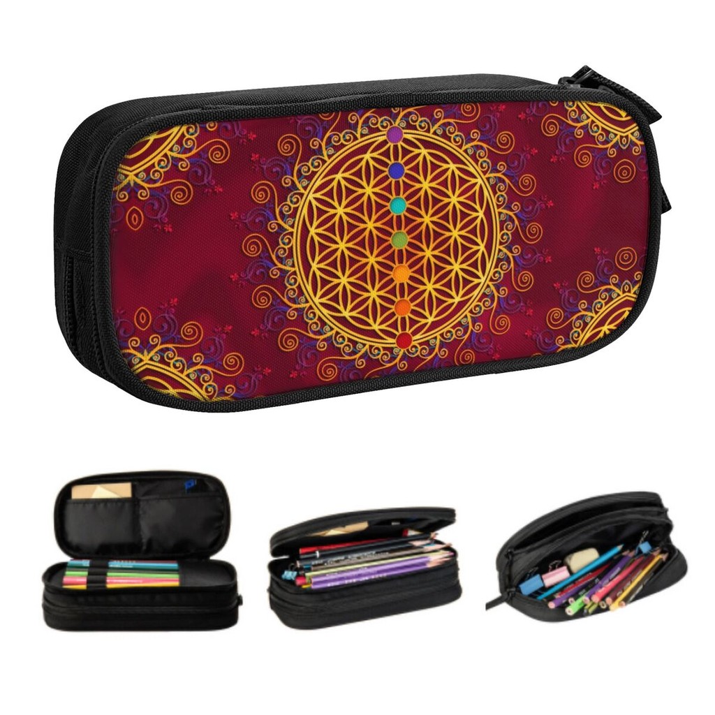 

Custom Korean Flower Of Life Pencil Cases for Boys Gilrs Spirituality Yoga Zen Mandala Large Capacity Pen Bag Box Stationery
