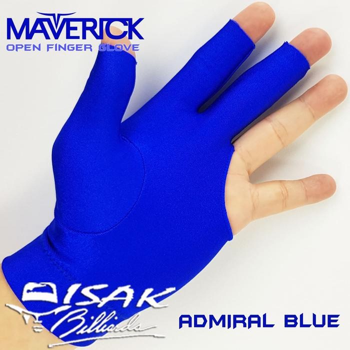 Maverick Pool Glove - Open Finger Blue - Sarung Tangan Biliar Billiard