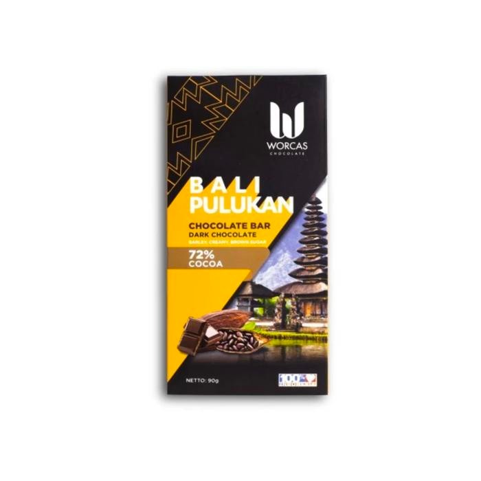 

Worcas chocolate bali pulukan chocolate bar dark chocolate 72% cocoa 90gr