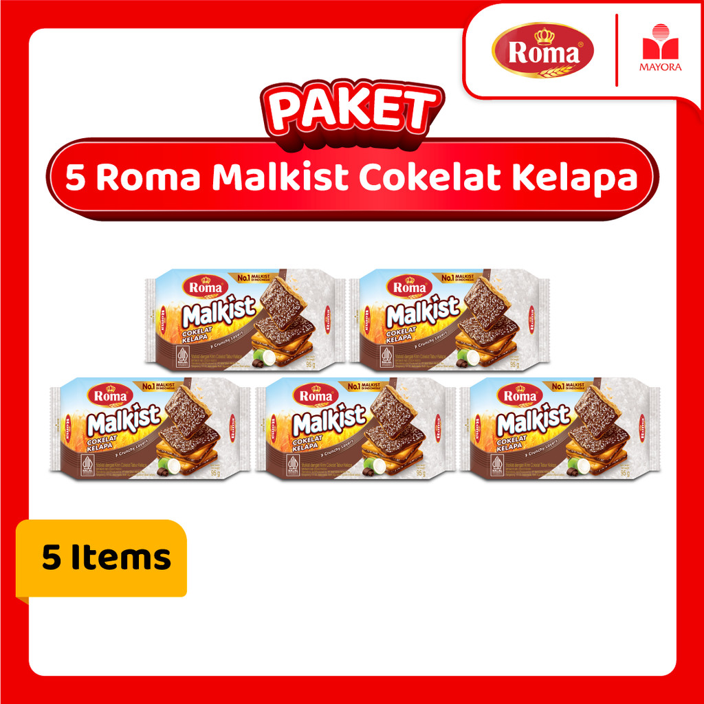 

Paket 5 Roma Malkist Cokelat Kelapa 95 Gram