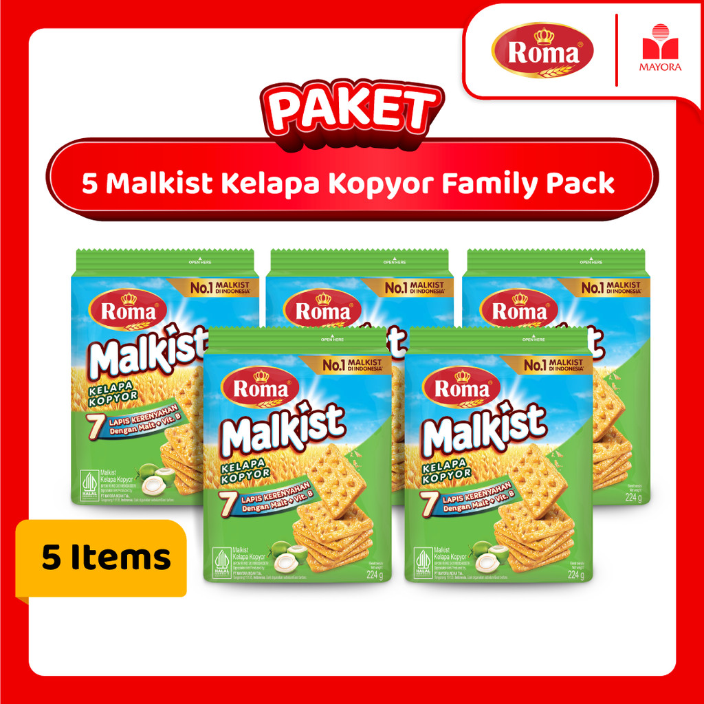 

Paket 5 Roma Malkist Kelapa Kopyor Family Pack