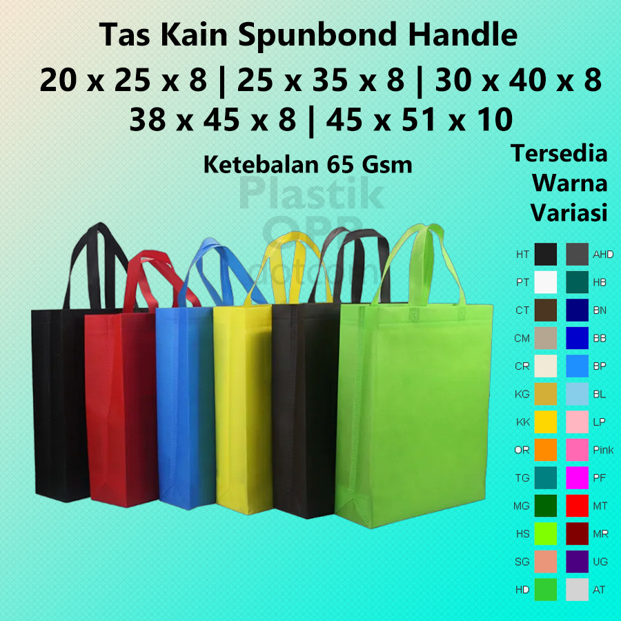 

Tas Kain Goodie Bag Spunbond Tenteng Handle Lipat Samping 20x25 25x35 30x40 38x45 45x51