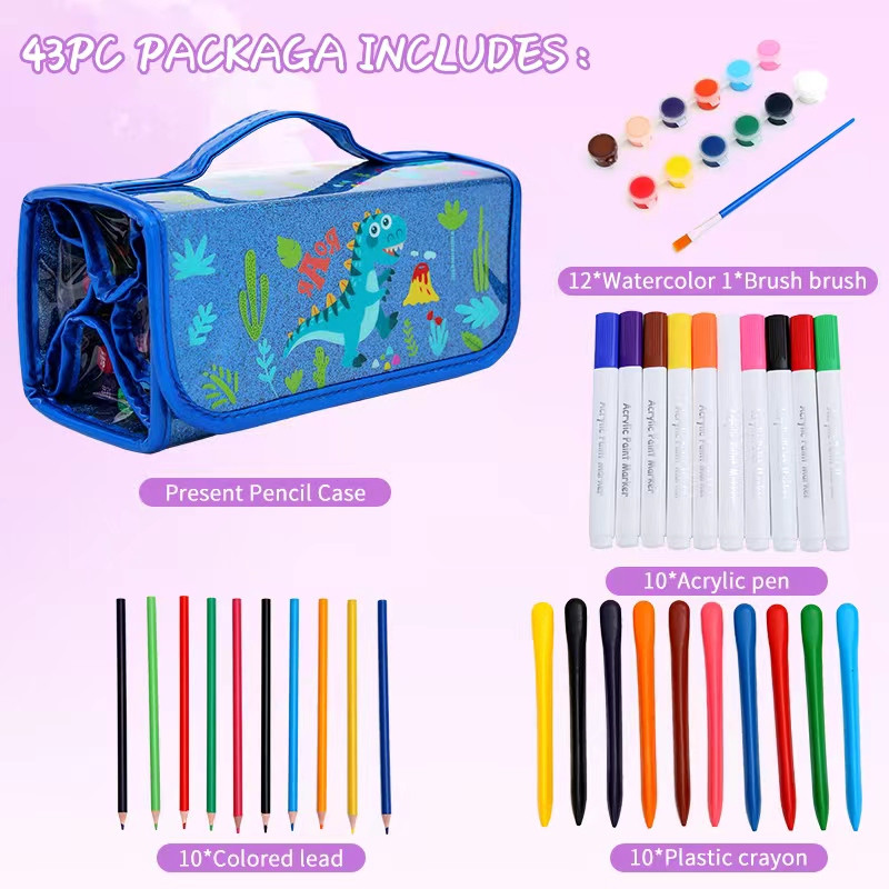 

New Set Lukisan Anak-Anak Painting Brush Set Color Pencil CrayonPremium