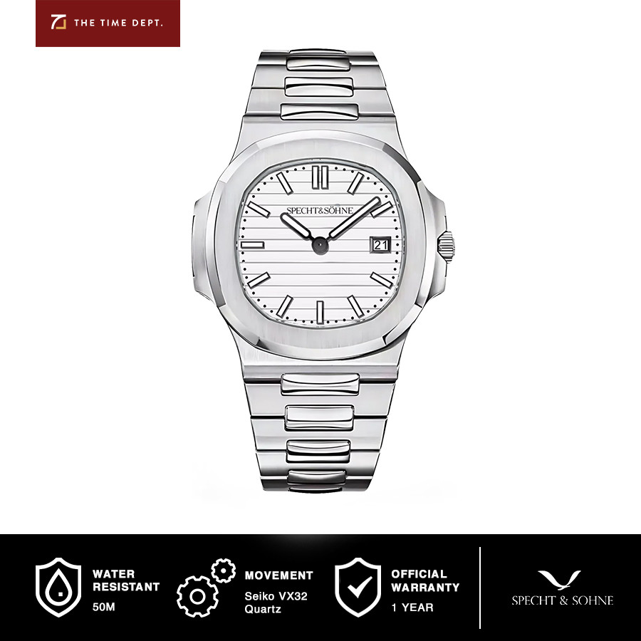 Specht And Sohne SP5711 White Seiko Quartz Jam Tangan Tipis 39mm Fashion Pria