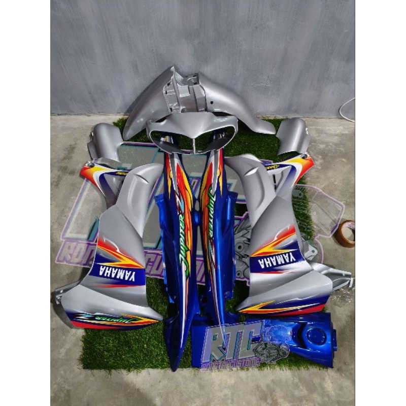 full set body halus jupiter z lama jupiter cw biru silver set stiker By. Fix Motor Parts