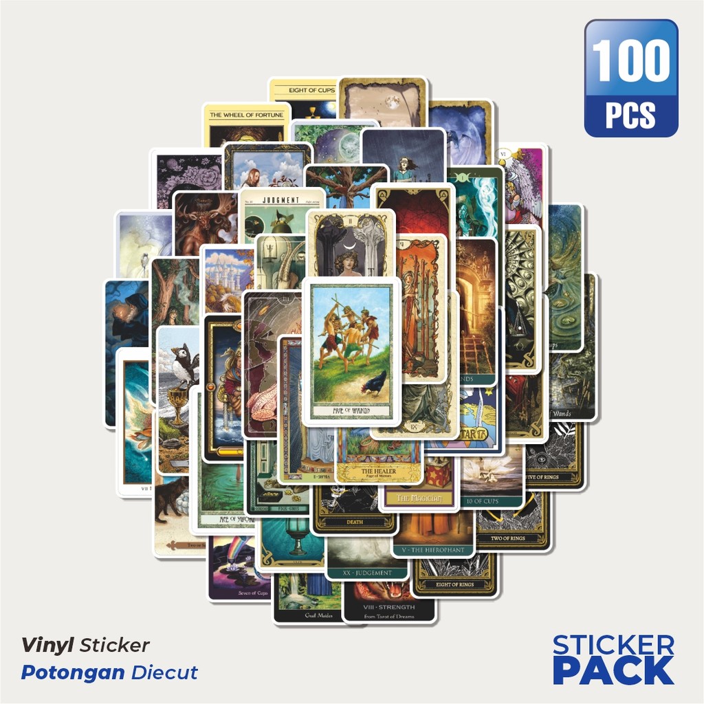 

Super Hemat! 100 PCS Stiker Retro Destiny Tarot Waterproof Aesthetic- Untuk Laptop, Motor, dan Helm - Paper Stationery Pack