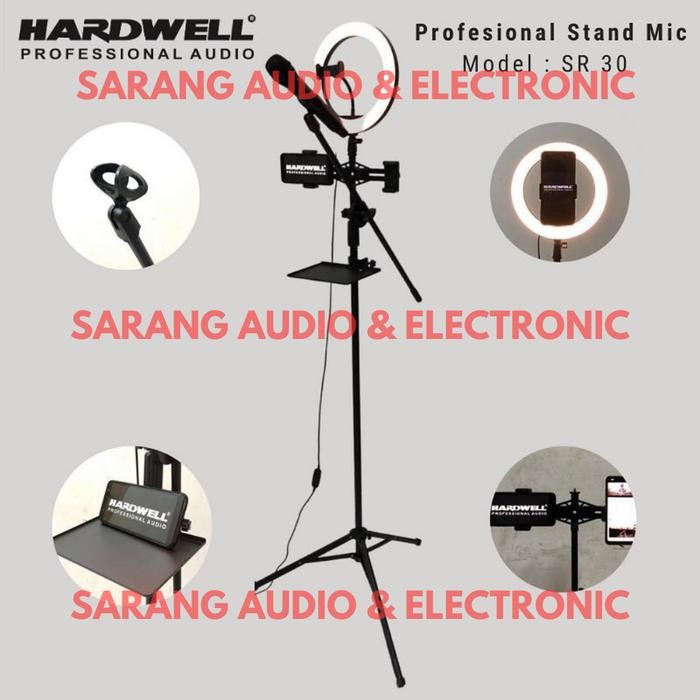 Stand Mic Hardwell SR30 Tripod Live Steaming + Lampu SR 30 Original
